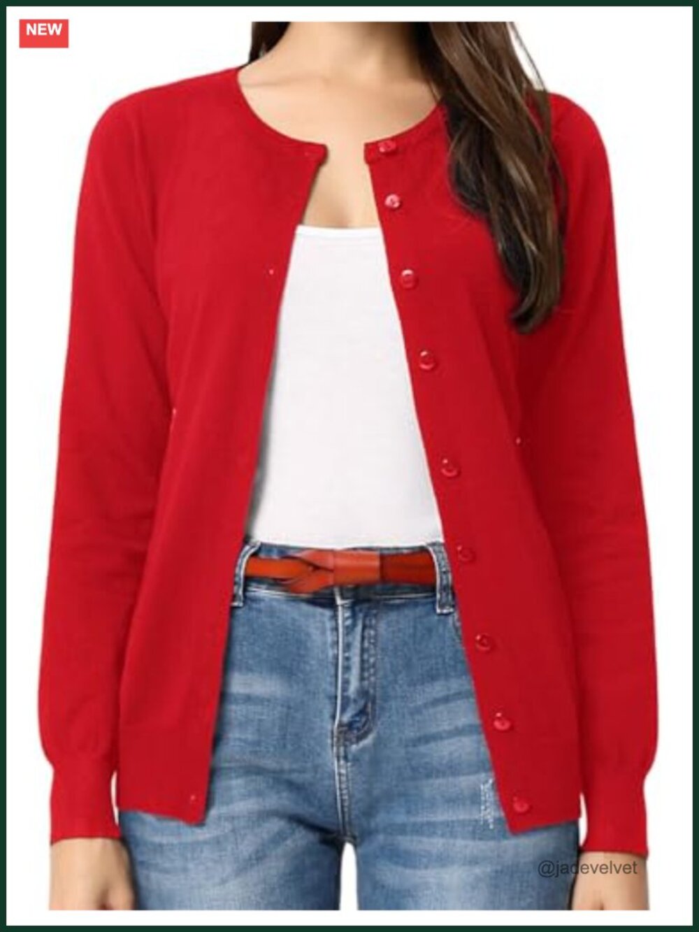 Women's Lightweight Button Up Knit Cardigan Long Sleeve Crew Neck Sweater